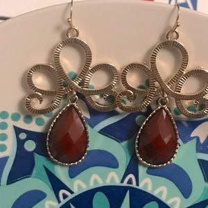 New Boutique Collection Scrolled Toffee Brown Teardrop Earrings